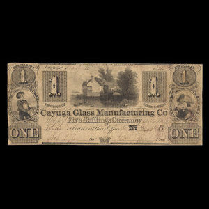 Canada, Cayuga Glass Manufacturing Company, 1 dollar : 11 mars 1845