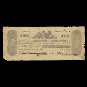 Canada, Cobourg Board of Police, 1 dollar : 22 avril 1848