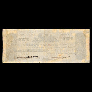 Canada, Cobourg Board of Police, 2 dollars : 2 mai 1848