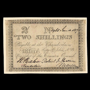 Canada, Ville de Saint John, 2 shillings : 10 juin 1837