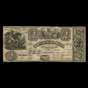 Canada, Commercial Bank of Fort Erie, 2 dollars : janvier 1837