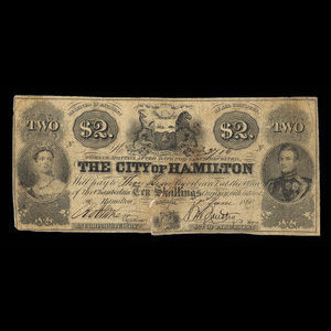 Canada, Ville d'Hamilton, 2 dollars : 1 juin 1860