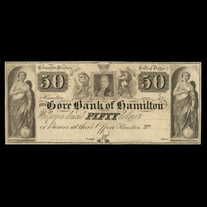 Canada, Gore Bank of Hamilton, 50 dollars : 1848