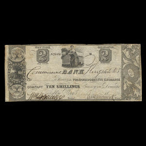 Canada, Commercial Bank (Kingston), 2 dollars : 30 juillet 1837