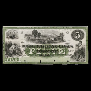Canada, Commercial Bank of Canada, 5 dollars : 2 janvier 1860