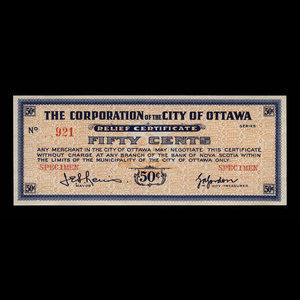 Canada, Ville d'Ottawa, 50 cents : 1939