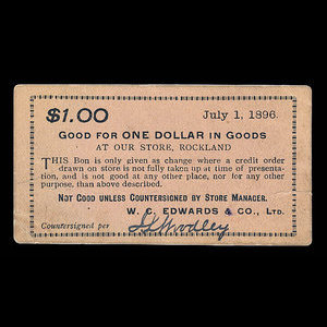 Canada, W.C. Edwards & Cie. Ltée., 1 dollar : 1 juillet 1896
