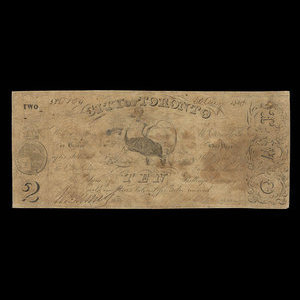 Canada, Ville de Toronto (Ontario), 2 dollars : 30 août 1848