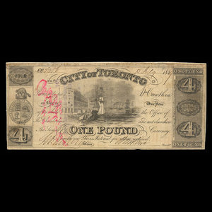 Canada, Ville de Toronto (Ontario), 4 dollars : 10 juillet 1849