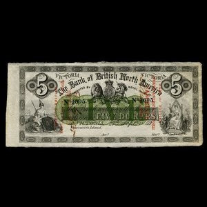 Canada, Bank of British North America, 5 dollars : 27 septembre 1859