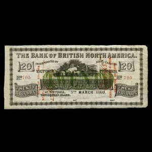 Canada, Bank of British North America, 20 dollars : 5 mars 1860