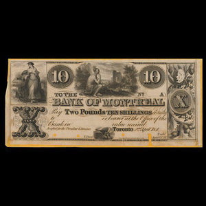 Canada, Banque de Montréal, 10 dollars : 2 avril 1844