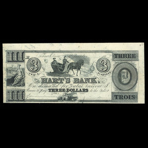 Canada, Hart's Bank, 3 dollars : 1839
