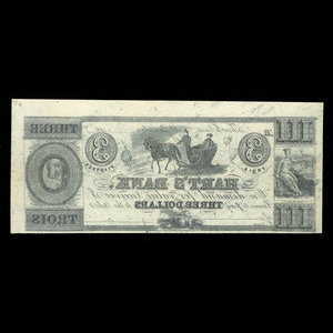 Canada, Hart's Bank, 3 dollars : 1839