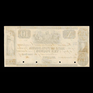 Canada, Banque Nouvelle-Écosse, 10 livres(anglaise) : 1852