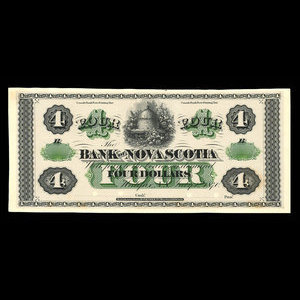Canada, Banque Nouvelle-Écosse, 4 dollars : 1 juillet 1870