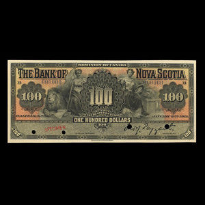 Canada, Banque Nouvelle-Écosse, 100 dollars : 3 janvier 1911