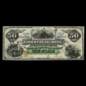 Canada, Commercial Bank of Newfoundland, 50 dollars : 3 janvier 1888