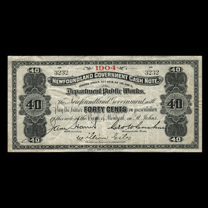 Canada, Terre-Neuve - Département des travaux publics, 40 cents : 1904