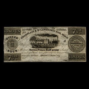 Canada, Champlain & St. Lawrence Railroad Company, 15 sous : 1 août 1837