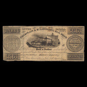 Canada, Champlain & St. Lawrence Railroad Company, 2 shillings, 6 pence : 1 août 1837