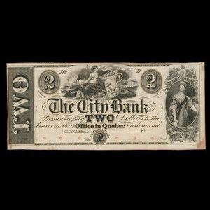 Canada, Banque de la Cité, 2 dollars : 1865