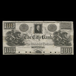 Canada, Banque de la Cité, 100 dollars : 1840