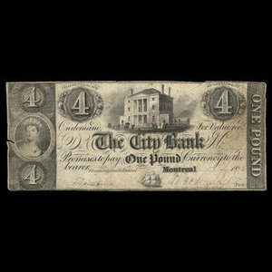 Canada, Banque de la Cité, 4 dollars : 1 février 1853