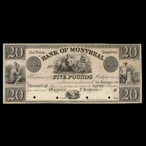 Canada, Banque de Montréal, 20 dollars : janvier 1839