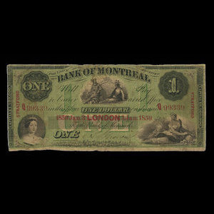 Canada, Banque de Montréal, 1 dollar : 3 janvier 1859