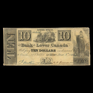 Canada, Bank of Lower Canada, 10 dollars : 1840