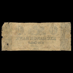 Canada, Exchange Bank, 1 dollar : 21 mai 1844