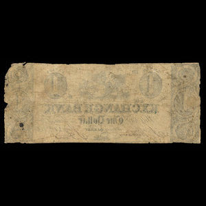 Canada, Exchange Bank, 1 dollar : 21 mai 1844