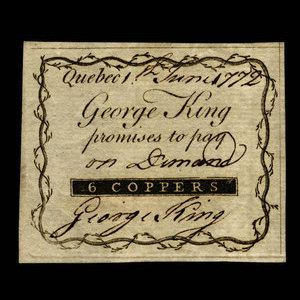 Canada, George King, 6 coppers : 1 juin 1772