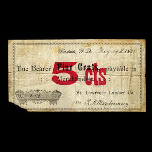 Canada, St. Lawrence Lumber Company, 5 cents : 29 mai 1893
