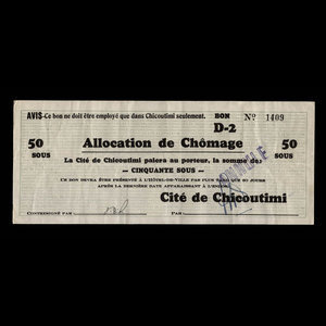 Canada, Cité de Chicoutimi, 50 cents : 21 février 1935