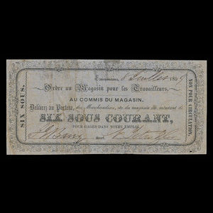 Canada, Naz. Tetu & Cie., 6 sous : 8 juillet 1859