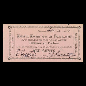 Canada, T.J. Lamontagne, 10 cents : 10 septembre 1883