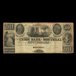 Canada, Union Bank of Montreal, 50 dollars : décembre 1840