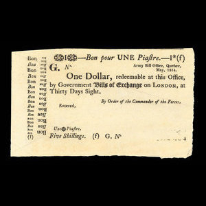 Canada, Army Bill Office, 1 dollar : mai 1814