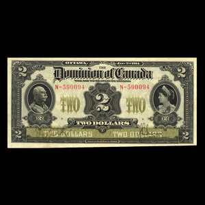 Canada, Dominion du Canada, 2 dollars : 2 janvier 1914