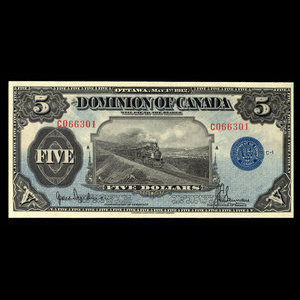 Canada, Dominion du Canada, 5 dollars : 1 mai 1912