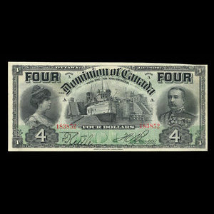 Canada, Dominion du Canada, 4 dollars : 2 janvier 1902