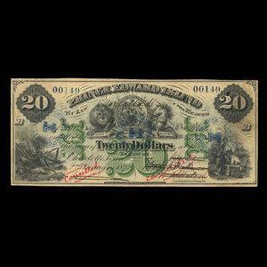 Canada, Gouvernement de l'Île-du-Prince-Édouard, 20 dollars : 2 janvier 1872