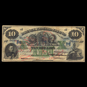 Canada, Gouvernement de l'Île-du-Prince-Édouard, 10 dollars : 2 janvier 1872