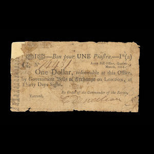 Canada, Army Bill Office, 1 dollar : mars 1814