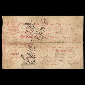 Canada, Compagnie de la Baie d'Hudson, 5 shillings : 1857