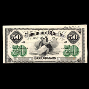 Canada, Dominion du Canada, 50 dollars : 1 mai 1872