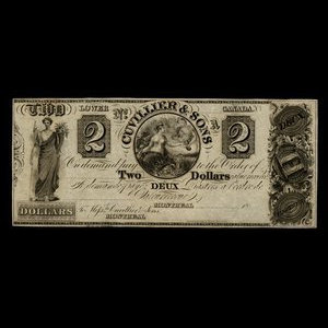 Canada, Cuvillier & Fils, 2 dollars : 1838