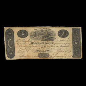 Canada, Montreal Bank, 5 dollars : 2 mai 1821